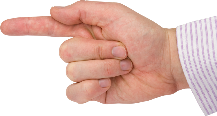 Human hand pointing with finger